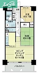 ライオンズマンション岡山南 2LDKの間取図画像