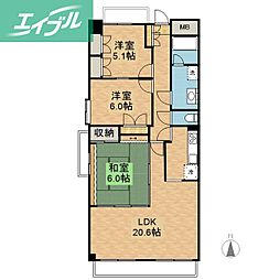 ダイアパレス東島田 3LDKの間取図画像