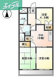 パープルメゾン 3DKの間取図画像