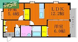 フォブール富田 2LDKの間取図画像