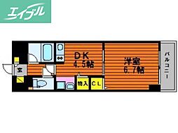パルロイヤル東古松 1DKの間取図画像