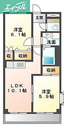 ベルグランデ高柳 2LDKの間取図画像