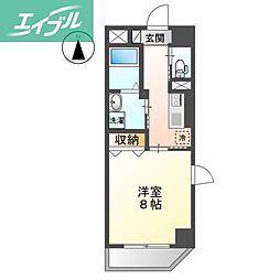 グランソート柳町 1Kの間取図画像