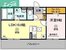 クレールD 1LDKの間取図画像