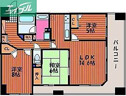 エンヴィーズライフ岡山大雲寺前 3LDKの間取図画像