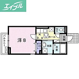 ミーテ・ソーレ 1Kの間取図画像