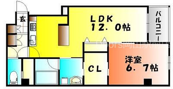 岡山県岡山市北区表町2丁目(賃貸マンション1LDK・4階・47.84㎡)の写真 その2