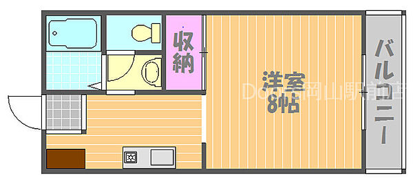 岡山県岡山市北区今1丁目(賃貸アパート1K・1階・27.08㎡)の写真 その2