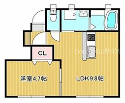 岡山県岡山市南区東畦（賃貸アパート1LDK・1階・42.00㎡） その2