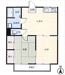 JR山陽本線 北長瀬駅 徒歩18分の賃貸アパート 1階2LDKの間取り