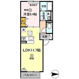 JR山陽本線 西川原駅 徒歩23分の賃貸アパート 2階1LDKの間取り
