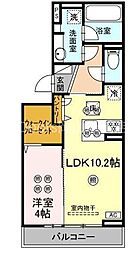 JR山陽本線 岡山駅 徒歩15分の賃貸アパート 2階1LDKの間取り