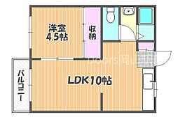 落合アパート 1LDKの間取図画像
