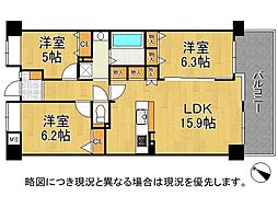 グラン・コープ枚方・香里ケ丘 3LDKの間取図画像