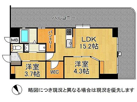ウォークインクローゼットやパントリーなど収納充実の2LDKの間取りです