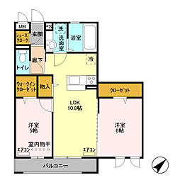クレストヒル 2LDKの間取図画像