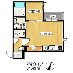 REGALESTHAKATA 1LDKの間取図画像
