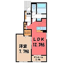 チェリーST B  ｜ 栃木県栃木市新井町（賃貸アパート1LDK・1階・50.14㎡） その2