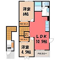 sun verdy A  ｜ 栃木県栃木市片柳町1丁目（賃貸アパート2LDK・2階・51.67㎡） その2