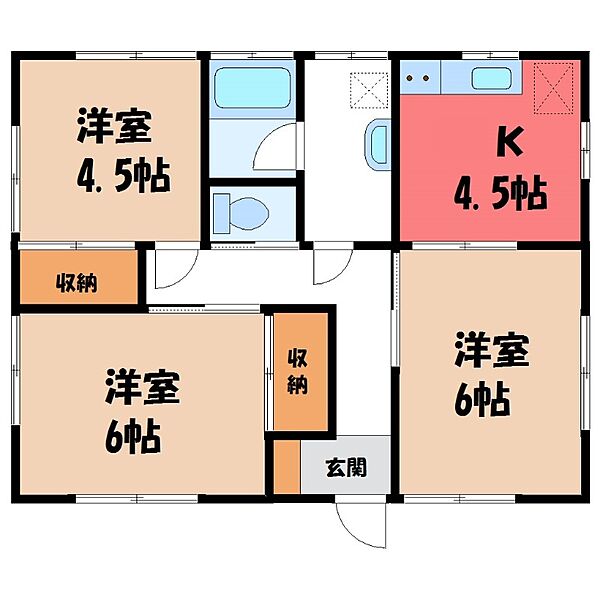 関戸戸建貸家 C ｜茨城県古河市関戸(賃貸一戸建3K・1階・52.17㎡)の写真 その2