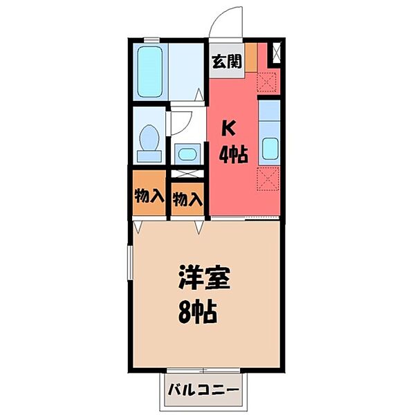 メゾンフィトンチット ｜栃木県小山市大字犬塚(賃貸アパート1K・1階・26.49㎡)の写真 その2