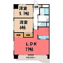 プレジデントマンション  ｜ 栃木県小山市本郷町2丁目（賃貸マンション2LDK・4階・61.98㎡） その2