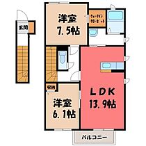 ウェスト・ビューバレー B  ｜ 茨城県筑西市甲（賃貸アパート2LDK・2階・69.46㎡） その2