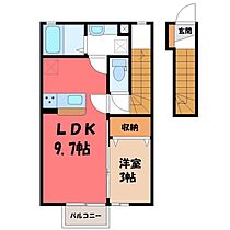 ヴェールクレール B  ｜ 栃木県小山市大字喜沢（賃貸アパート1LDK・2階・36.30㎡） その2