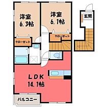 プリームス  ｜ 茨城県結城市大字結城（賃貸アパート2LDK・2階・63.43㎡） その2