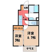 WIT  ｜ 茨城県古河市諸川（賃貸アパート2K・1階・29.62㎡） その2