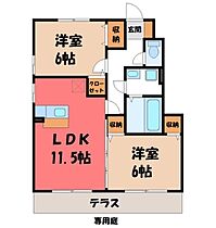 メール・ド・ルミエール A  ｜ 栃木県栃木市川原田町（賃貸アパート2LDK・1階・55.71㎡） その2