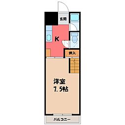 あおばハイツ 1Kの間取図画像