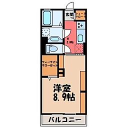 JR東北新幹線 小山駅 バス10分 中央福祉医療専門学校下車 徒歩5分の賃貸アパート 3階1Kの間取り