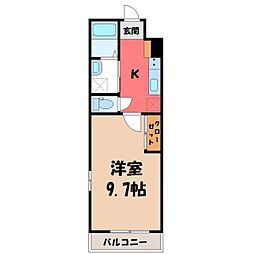 JR東北本線 小山駅 バス19分 千駄塚公民館下車 徒歩7分の賃貸アパート 2階1Kの間取り