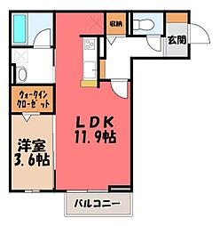 D-TOJO 1LDKの間取図画像