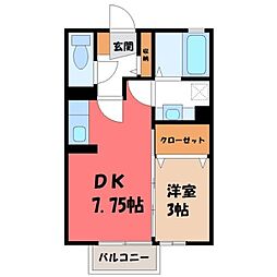 フラワーレジデンスボナール2 1DKの間取図画像