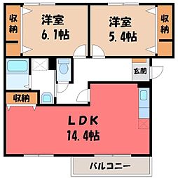 アーバンサクライC 2LDKの間取図画像