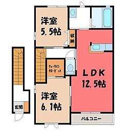 メゾン・トレゾールA 2LDKの間取図画像