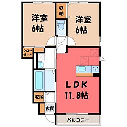 ロイヤルプレイスB 2LDKの間取図画像