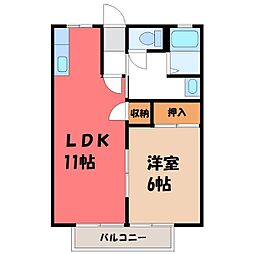 富田ハイツ 1LDKの間取図画像