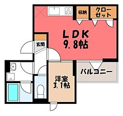 TORISIAS三峯 1LDKの間取図画像