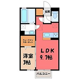UluShantiD 1LDKの間取図画像
