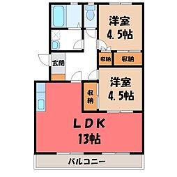 YNSハイツ 2LDKの間取図画像