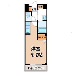 サンパティエコート ワンルームの間取図画像