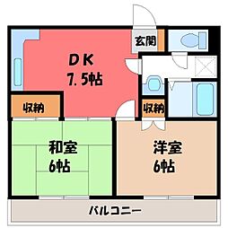アクティーコーポ 2DKの間取図画像