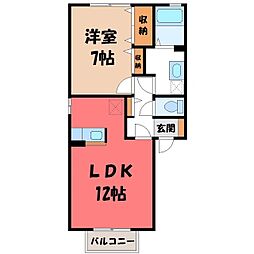 シャトーファミリーハイツE棟 1LDKの間取図画像