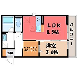 トレピーク 1LDKの間取図画像