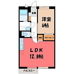 ウイングB 1LDKの間取図画像