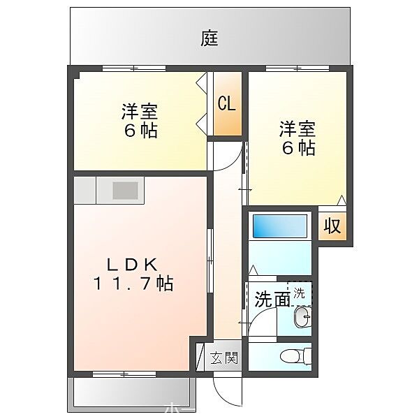 ベルバランセK　参番館 ｜愛知県豊橋市牛川通1丁目(賃貸アパート2LDK・1階・60.00㎡)の写真 その2