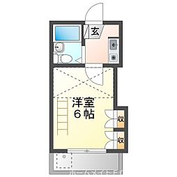 ペアパレス東田 2階1Kの間取り